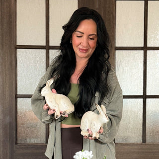 Spring Easter rabbit statues tabletop mantel decor