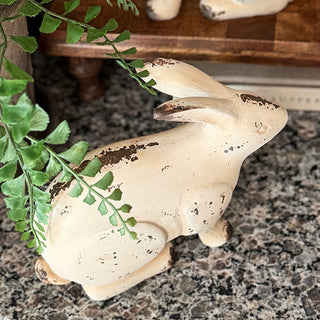 Farmhouse bunny figurine set distressed antique look