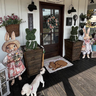 Huge Indoor/Outdoor Wooden Bunny Yard Signs, Set of Two