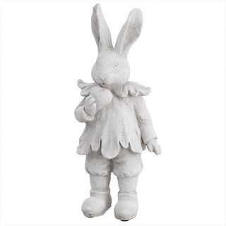 15 Inch Distressed White Easter Bunny Figurine
