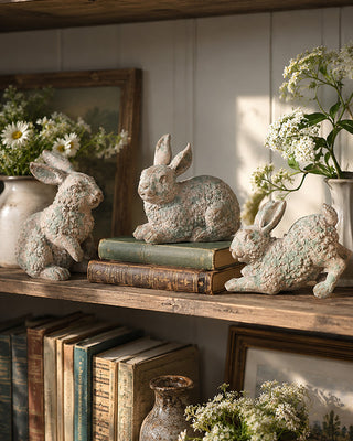 Weathered Resin Bunny Decor, Set of 3