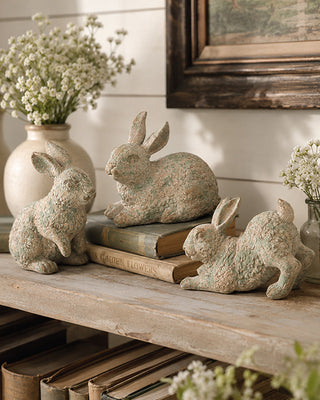 Weathered Resin Bunny Decor, Set of 3