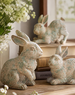 Weathered Resin Bunny Decor, Set of 3