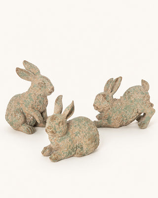Weathered Resin Bunny Decor, Set of 3
