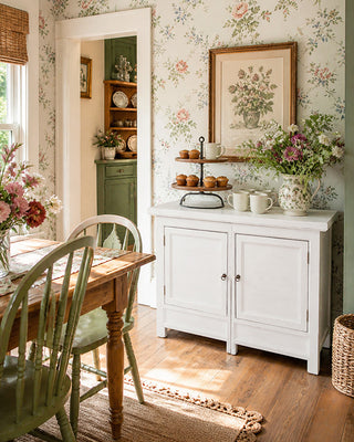 Gustavian White Wooden Storage Cabinet