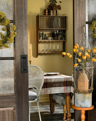 French Country Mango Wood Hanging Dish Cabinet