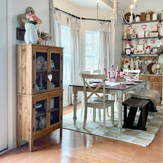 55 Inch Mesh Wire Wood Cabinet