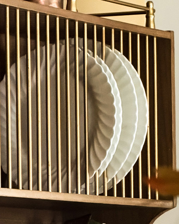 French Country Mango Wood Hanging Dish Cabinet