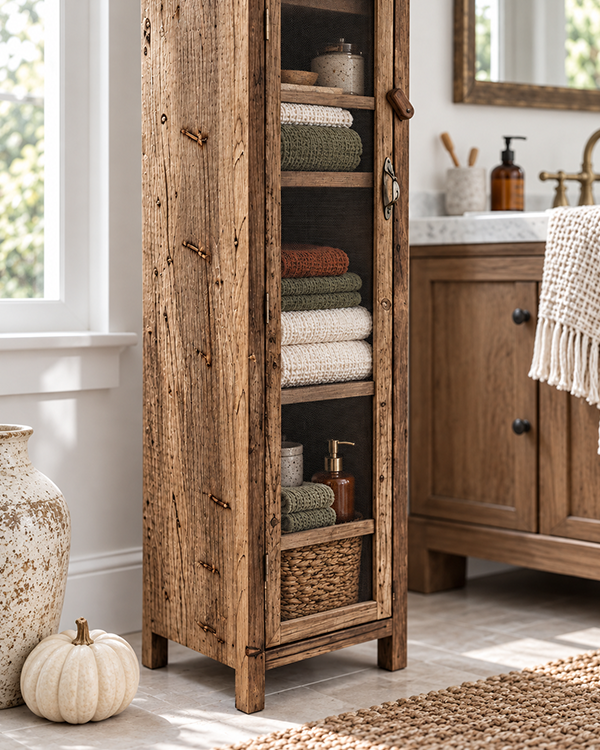 Tall Rustic Farmhouse Wire-Mesh Storage Cabinet