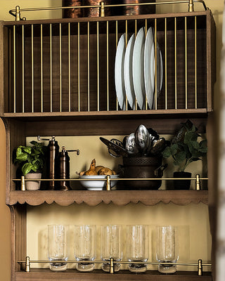 French Country Mango Wood Hanging Dish Cabinet