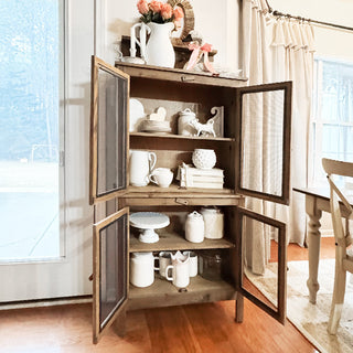 55 Inch Mesh Wire Wood Cabinet