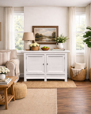 Gustavian White Wooden Storage Cabinet