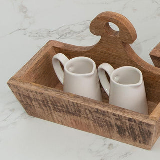 Mango Wood Serving Caddies with Handle, Set of 2