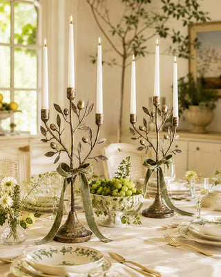Antique Brass Fruit Tree Taper Candelabra 20 Inch