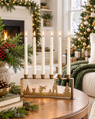 Gilded Six-Arm Tabletop Taper Candelabra