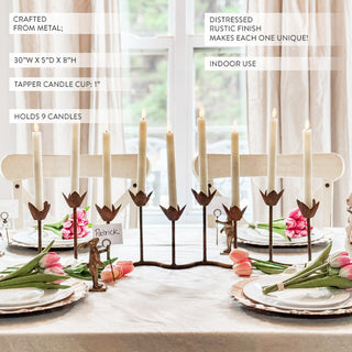 Rustic Metal Tulip 9-Candle Candelabra