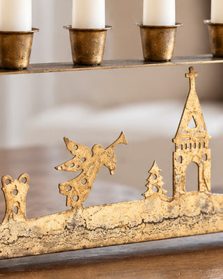 Gilded Six-Arm Tabletop Taper Candelabra