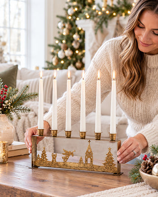Gilded Six-Arm Tabletop Taper Candelabra