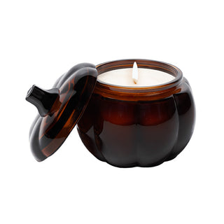 Hello Fall Soy Candle - Amber Glass Pumpkin Jar - 20 oz