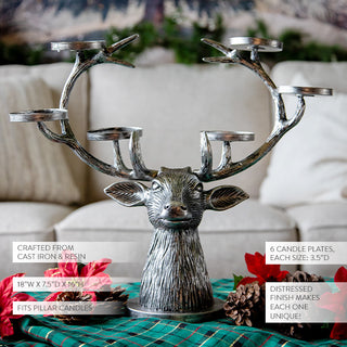 Distressed Reindeer Antler Candle Holder Centerpiece