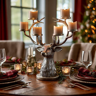 Distressed Reindeer Antler Candle Holder Centerpiece