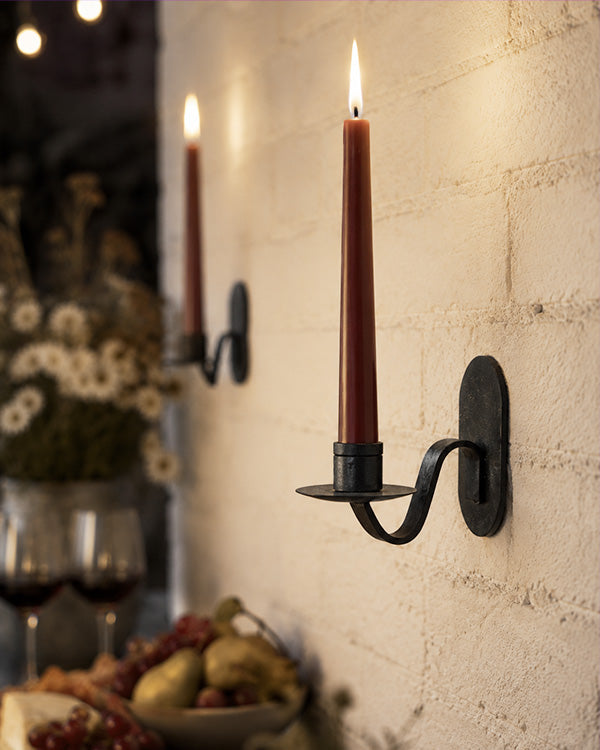 Iron Wall Sconce Candle Holder, Set of 2 | Matte Black Metal Farmhouse
