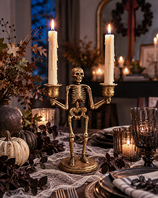 Sculpted Skeleton Taper Candle Holder
