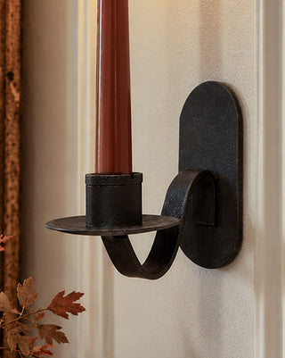 Iron Wall Sconce Candle Holder, Set of 2 | Matte Black Metal Farmhouse