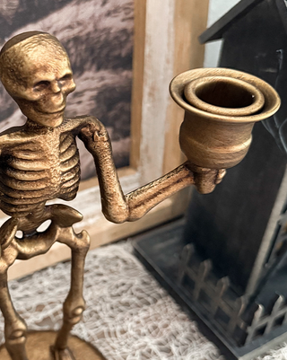 Sculpted Skeleton Taper Candle Holder