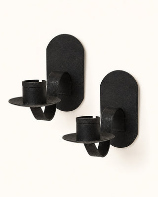 Iron Wall Sconce Candle Holder Set of 2 Matte Black Metal Farmhouse