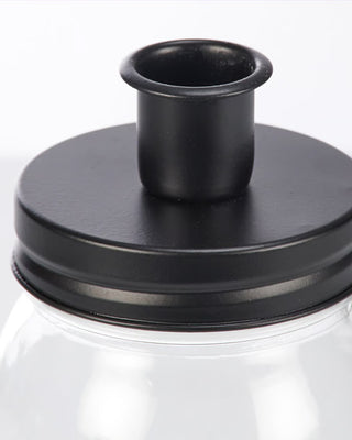 Mason Jar Candleholder with Black Metal Lid