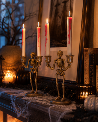 Sculpted Skeleton Taper Candle Holder