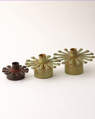 Iron Burst Candle Holder Set of 3 | Vintage Starburst Metal Holders