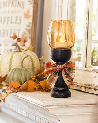 Rustic Amber Glass Hurricane Candle Holder