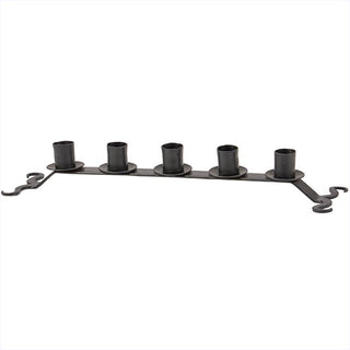 Black Iron Five Taper Candleholder - Farmhouse Fireplace Mantel Decor