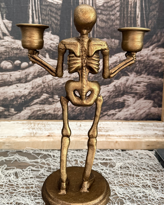 Sculpted Skeleton Taper Candle Holder