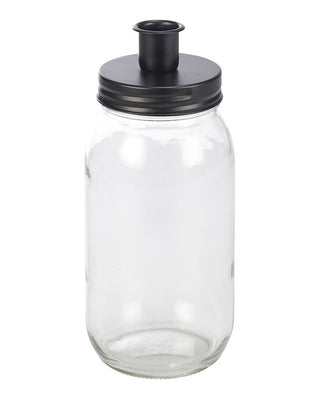 Mason Jar Candleholder with Black Metal Lid