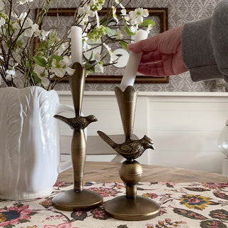Cast Iron Bird Candle Holders, Set of 2
