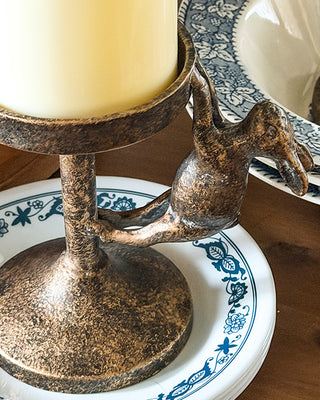 Cast Iron Bunny Taper Candle Holder, Set of 3