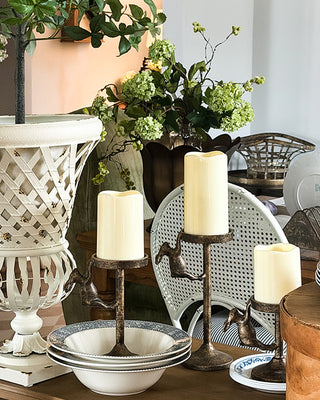 Cast Iron Bunny Taper Candle Holder, Set of 3