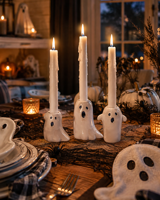 Halloween Tapered Candle Holders, Set of 3