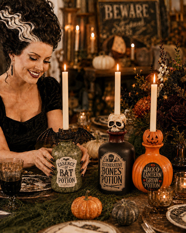 Detailed Potion Bottle Candle Holders, Set of 3