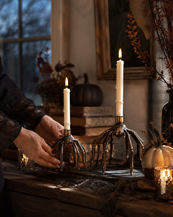 Cast Iron Spider Taper Candle Holders, Set of 2