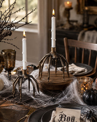 Cast Iron Spider Taper Candle Holders, Set of 2