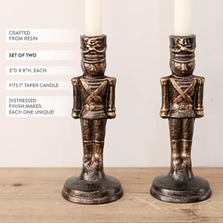 Bronzed Nutcracker Candleholder, Set of 2