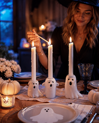Halloween Tapered Candle Holders, Set of 3