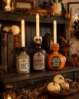 Detailed Potion Bottle Candle Holders, Set of 3