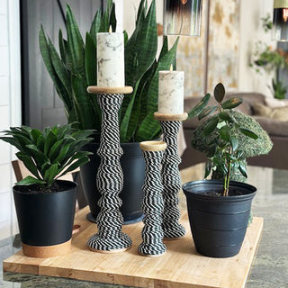 Rope candle holders styled with greenery