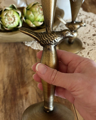 European Manor Cast Iron Bird Candle Holders, Set of 2