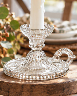 Vintage-Inspired Ornate Glass Candle Holders, Set of 2